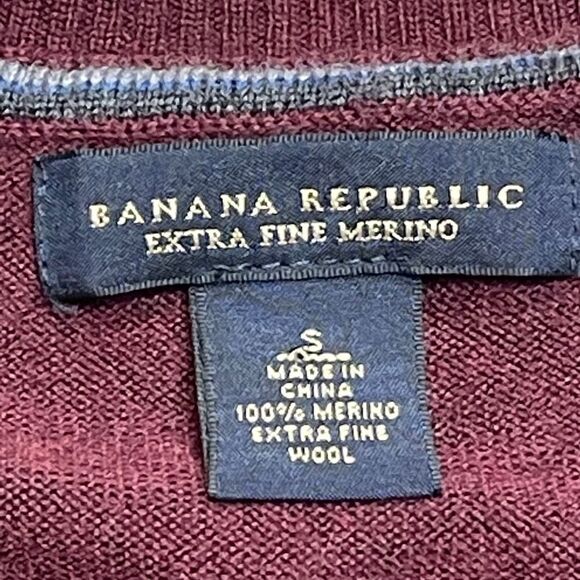 Banana Republic mens v-neck long sleeve sweater sz small extra fine merino wool - Picture 2 of 9